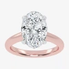 Modern Bride (g-h / Vs2-si1) Womens 3 1/4 Ct. T.w. Lab Grown White Diamond 14k Rose Gold Oval Solitaire Engagemen In Pink