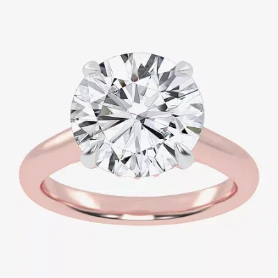 Modern Bride (g-h / Vs2-si1) Womens 3 1/4 Ct. T.w. Lab Grown White Diamond 14k Rose Gold Round Solitaire Engageme In Pink