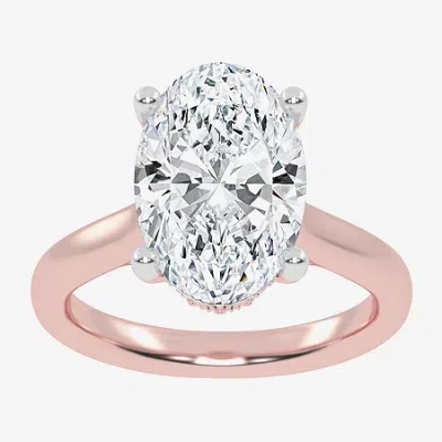 Modern Bride (g-h / Vs2-si1) Womens 3 1/5 Ct. T.w. Lab Grown White Diamond 14k Rose Gold Solitaire Engagement Rin In Pink
