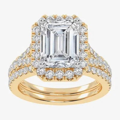 Modern Bride (g-h / Vs2-si1) Womens 3 3/4 Ct. T.w. Lab Grown White Diamond 14k Rose Gold Side Stone Halo Bridal S