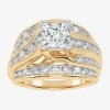 Modern Bride (g-h / Vs2-si1) Womens 3 Ct. T.w. Lab Grown White Diamond 10k Gold Side Stone Bypass Engagement Ring In Gold