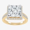 Modern Bride (g-h / Vs2-si1) Womens 4 1/2 Ct. T.w. Lab Grown White Diamond 14k Gold Side Stone Halo Engagement Ri In Gold