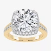 Modern Bride (g-h / Vs2-si1) Womens 4 1/2 Ct. T.w. Lab Grown White Diamond 14k Gold Side Stone Halo Engagement Ri In Gold