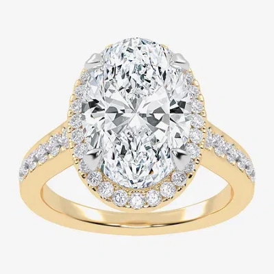 Modern Bride (g-h / Vs2-si1) Womens 4 1/2 Ct. T.w. Lab Grown White Diamond 14k Gold Side Stone Halo Engagement Ri