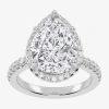 Modern Bride (g-h / Vs2-si1) Womens 4 1/2 Ct. T.w. Lab Grown White Diamond 14k White Gold Side Stone Halo Engagem In Silver