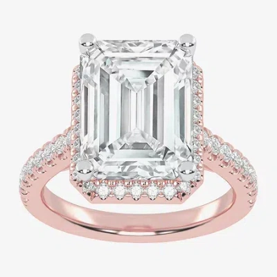 Modern Bride (g-h / Vs2-si1) Womens 4 1/2 Ct. T.w. Lab Grown White Diamond 14k White Gold Side Stone Halo Engagem In Pink