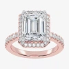 Modern Bride (g-h / Vs2-si1) Womens 4 1/2 Ct. T.w. Lab Grown White Diamond 14k White Gold Side Stone Halo Engagem In Pink