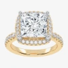 Modern Bride (g-h / Vs2-si1) Womens 4 1/2 Ct. T.w. Lab Grown White Diamond 14k White Gold Side Stone Halo Engagem In Gold