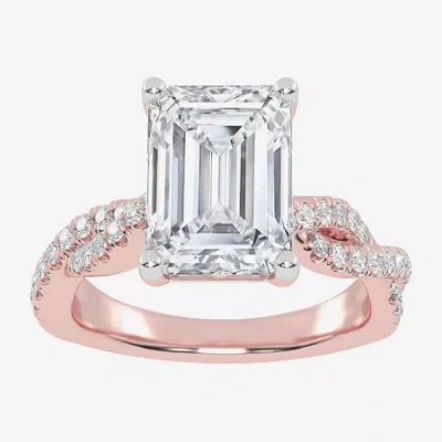 Modern Bride (g-h / Vs2-si1) Womens 4 1/3 Ct. T.w. Lab Grown White Diamond 14k Gold Side Stone Engagement Ring In Pink