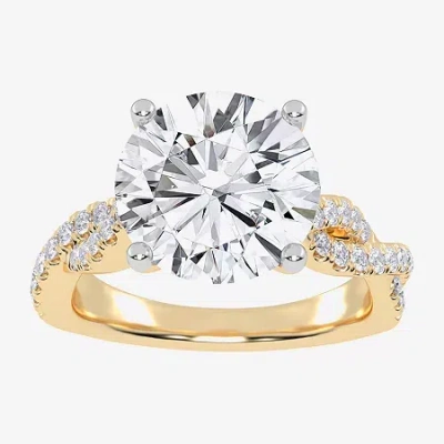 Modern Bride (g-h / Vs2-si1) Womens 4 1/3 Ct. T.w. Lab Grown White Diamond 14k Gold Side Stone Engagement Ring In Yellow