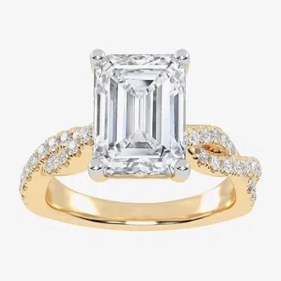 Modern Bride (g-h / Vs2-si1) Womens 4 1/3 Ct. T.w. Lab Grown White Diamond 14k Gold Side Stone Engagement Ring In Yellow