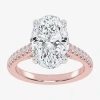 Modern Bride (g-h / Vs2-si1) Womens 4 1/3 Ct. T.w. Lab Grown White Diamond 14k White Gold Oval Side Stone Engagem In Pink