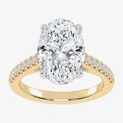 Modern Bride (g-h / Vs2-si1) Womens 4 1/3 Ct. T.w. Lab Grown White Diamond 14k White Gold Oval Side Stone Engagem