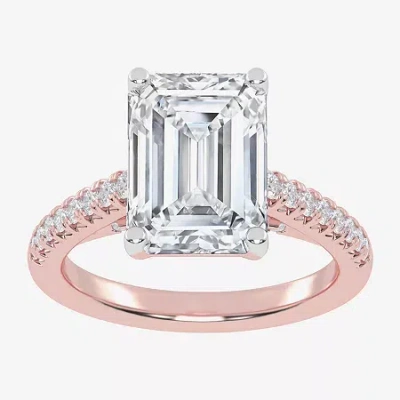 Modern Bride (g-h / Vs2-si1) Womens 4 1/3 Ct. T.w. Lab Grown White Diamond 14k White Gold Side Stone Engagement R In Pink