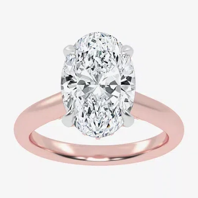 Modern Bride (g-h / Vs2-si1) Womens 4 1/4 Ct. T.w. Lab Grown White Diamond 14k Rose Gold Oval Solitaire Engagemen In Pink