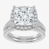 Modern Bride (g-h / Vs2-si1) Womens 4 3/4 Ct. T.w. Lab Grown White Diamond 14k Rose Gold Side Stone Halo Bridal S In Silver