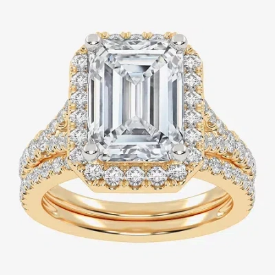 Modern Bride (g-h / Vs2-si1) Womens 4 3/4 Ct. T.w. Lab Grown White Diamond 14k Rose Gold Side Stone Halo Bridal S