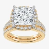 Modern Bride (g-h / Vs2-si1) Womens 4 3/4 Ct. T.w. Lab Grown White Diamond 14k Rose Gold Side Stone Halo Bridal S In Gold