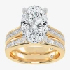Modern Bride (g-h / Vs2-si1) Womens 4 Ct. T.w. Lab Grown White Diamond 14k White Gold Oval Side Stone Bridal Set In Gold