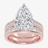 Modern Bride (g-h / Vs2-si1) Womens 4 Ct. T.w. Lab Grown White Diamond 14k White Gold Pear Side Stone Bridal Set In Pink