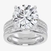 Modern Bride (g-h / Vs2-si1) Womens 4 Ct. T.w. Lab Grown White Diamond 14k White Gold Round Side Stone Bridal Set In Silver