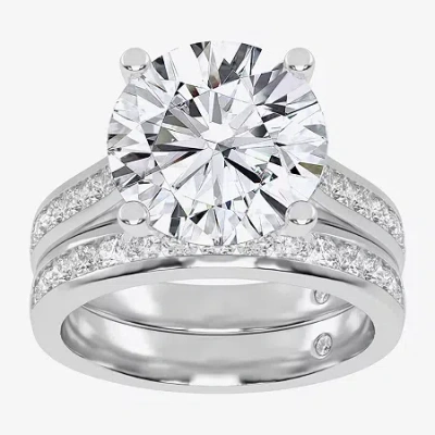 Modern Bride (g-h / Vs2-si1) Womens 4 Ct. T.w. Lab Grown White Diamond 14k White Gold Round Side Stone Bridal Set In Silver