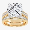 Modern Bride (g-h / Vs2-si1) Womens 4 Ct. T.w. Lab Grown White Diamond 14k White Gold Round Side Stone Bridal Set In Gold