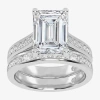 Modern Bride (g-h / Vs2-si1) Womens 4 Ct. T.w. Lab Grown White Diamond 14k White Gold Side Stone Bridal Set In Silver