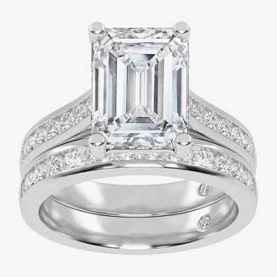 Modern Bride (g-h / Vs2-si1) Womens 4 Ct. T.w. Lab Grown White Diamond 14k White Gold Side Stone Bridal Set In Silver