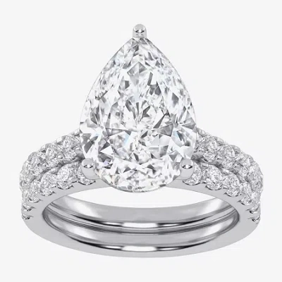 Modern Bride (g-h / Vs2-si1) Womens 4 Ct. T.w. Lab Grown White Diamond 14k White Gold Side Stone Bridal Set In Silver