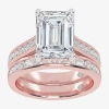 Modern Bride (g-h / Vs2-si1) Womens 4 Ct. T.w. Lab Grown White Diamond 14k White Gold Side Stone Bridal Set In Pink