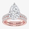 Modern Bride (g-h / Vs2-si1) Womens 4 Ct. T.w. Lab Grown White Diamond 14k White Gold Side Stone Bridal Set In Pink