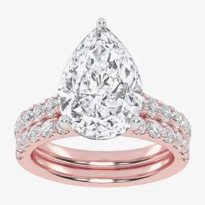 Modern Bride (g-h / Vs2-si1) Womens 4 Ct. T.w. Lab Grown White Diamond 14k White Gold Side Stone Bridal Set In Pink