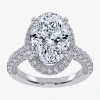 Modern Bride (g-h / Vs2-si1) Womens 4 Ct. T.w. Lab Grown White Diamond 14k White Gold Side Stone Halo Engagement  In Silver