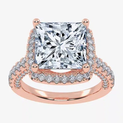 Modern Bride (g-h / Vs2-si1) Womens 4 Ct. T.w. Lab Grown White Diamond 14k White Gold Side Stone Halo Engagement 