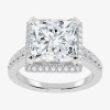 Modern Bride (g-h / Vs2-si1) Womens 5 1/2 Ct. T.w. Lab Grown White Diamond 14k Gold Side Stone Halo Engagement Ri In Silver