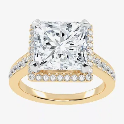 Modern Bride (g-h / Vs2-si1) Womens 5 1/2 Ct. T.w. Lab Grown White Diamond 14k Gold Side Stone Halo Engagement Ri