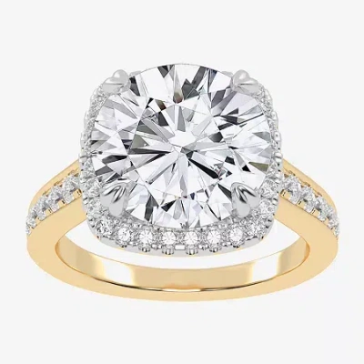 Modern Bride (g-h / Vs2-si1) Womens 5 1/2 Ct. T.w. Lab Grown White Diamond 14k Gold Side Stone Halo Engagement Ri In Gray