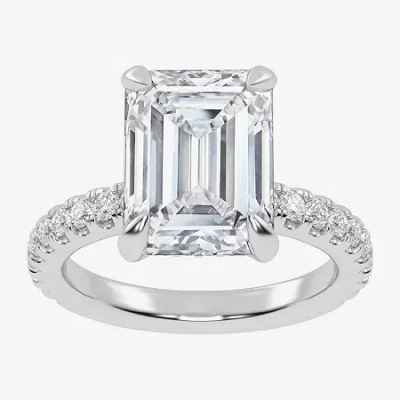 Modern Bride (g-h / Vs2-si1) Womens 5 1/2 Ct. T.w. Lab Grown White Diamond 14k White Gold Side Stone Engagement R In Silver