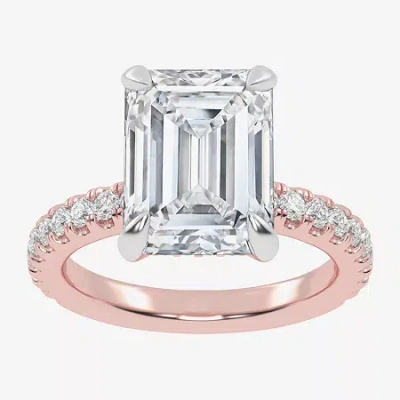 Modern Bride (g-h / Vs2-si1) Womens 5 1/2 Ct. T.w. Lab Grown White Diamond 14k White Gold Side Stone Engagement R In Pink
