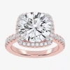 Modern Bride (g-h / Vs2-si1) Womens 5 1/2 Ct. T.w. Lab Grown White Diamond 14k White Gold Side Stone Halo Engagem In Pink