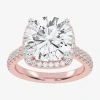 Modern Bride (g-h / Vs2-si1) Womens 5 1/2 Ct. T.w. Lab Grown White Diamond 14k White Gold Side Stone Halo Engagem In Pink