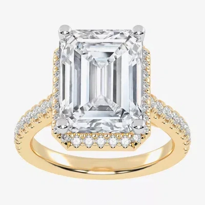 Modern Bride (g-h / Vs2-si1) Womens 5 1/2 Ct. T.w. Lab Grown White Diamond 14k White Gold Side Stone Halo Engagem In Yellow