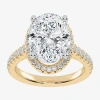 Modern Bride (g-h / Vs2-si1) Womens 5 1/2 Ct. T.w. Lab Grown White Diamond 14k White Gold Side Stone Halo Engagem In Gold