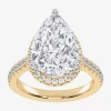 Modern Bride (g-h / Vs2-si1) Womens 5 1/2 Ct. T.w. Lab Grown White Diamond 14k White Gold Side Stone Halo Engagem In Gold