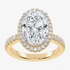Modern Bride (g-h / Vs2-si1) Womens 5 1/2 Ct. T.w. Lab Grown White Diamond 14k White Gold Side Stone Halo Engagem In Gold