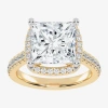 Modern Bride (g-h / Vs2-si1) Womens 5 1/2 Ct. T.w. Lab Grown White Diamond 14k White Gold Side Stone Halo Engagem In Gold