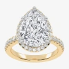 Modern Bride (g-h / Vs2-si1) Womens 5 1/2 Ct. T.w. Lab Grown White Diamond 14k White Gold Side Stone Halo Engagem In Gold