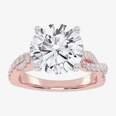 Modern Bride (g-h / Vs2-si1) Womens 5 1/3 Ct. T.w. Lab Grown White Diamond 14k Gold Side Stone Engagement Ring In Pink