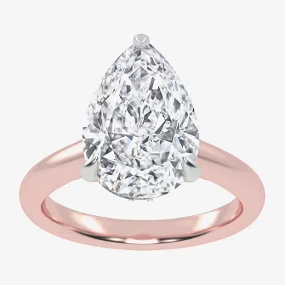 Modern Bride (g-h / Vs2-si1) Womens 5 1/3 Ct. T.w. Lab Grown White Diamond 14k Rose Gold Pear Solitaire Engagemen In Pink